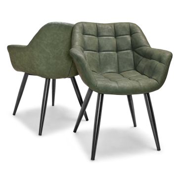 Lisbona - Set di 2 sedie in leatherette verde alga Frankystar Verde