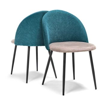 DUNDEE - Set di 2 sedie di design in velluto Frankystar Verde muschio