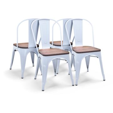 Sofia - Set di 4 sedie in metallo con seduta in legno massello Frankystar 